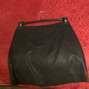 Black Free People Leather Skirt